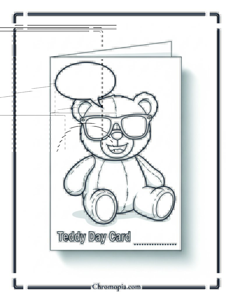 Playful Meme Style Teddy Day Card Coloring Sheet
