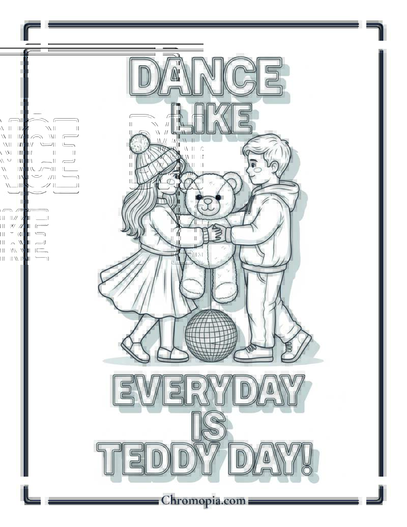 Teddy Dance Partner Coloring Page