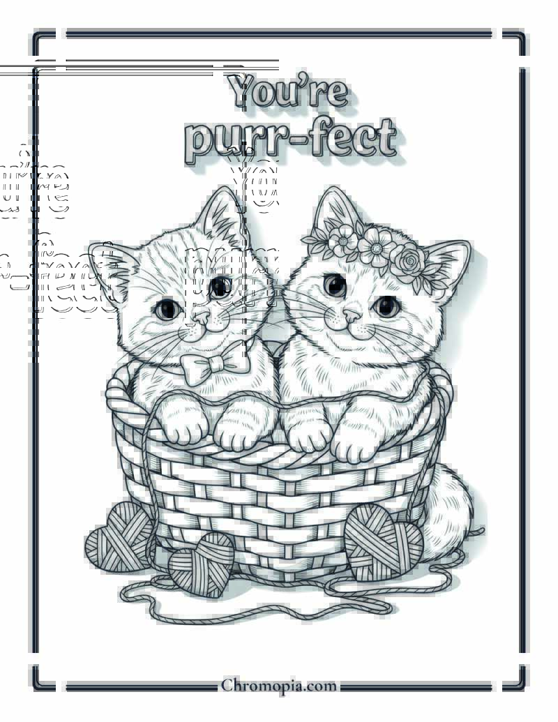 Cats Valentine’s Day Coloring Page