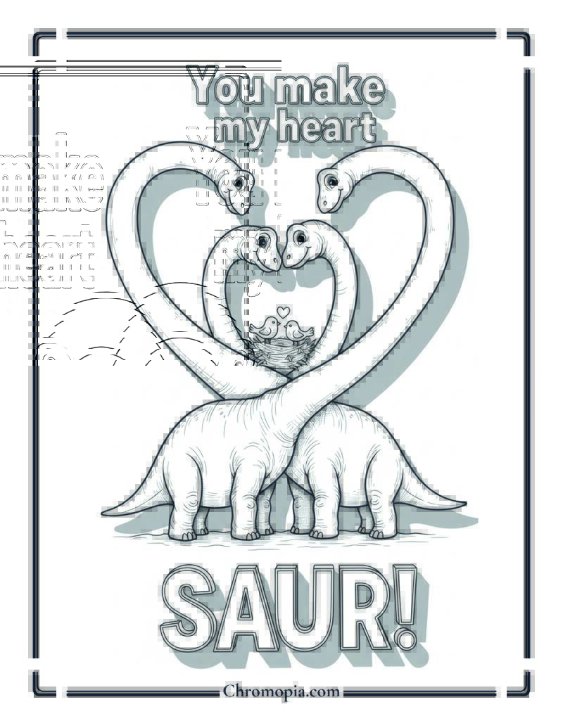 Valentine’s Day Dinosaur Coloring Page