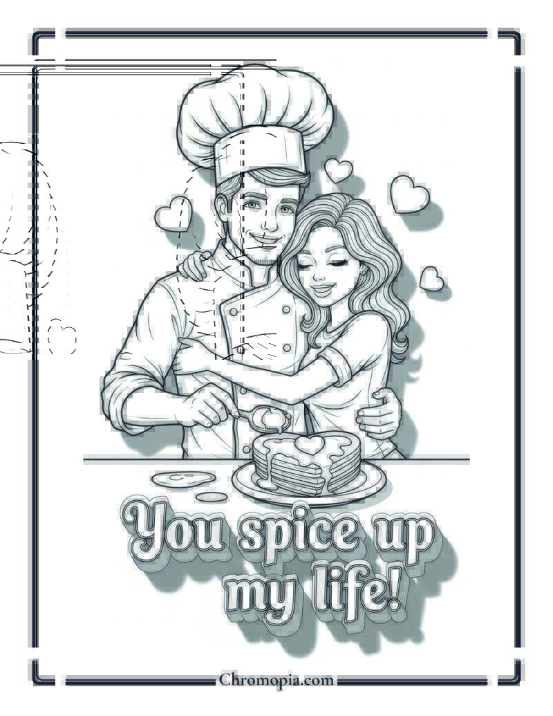 Chef Boyfriend Cooking Valentine’s Day Coloring Page