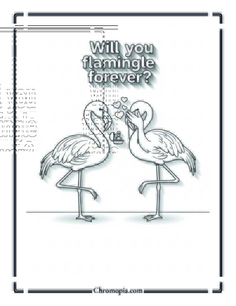 Flamingo Proposal Coloring Page