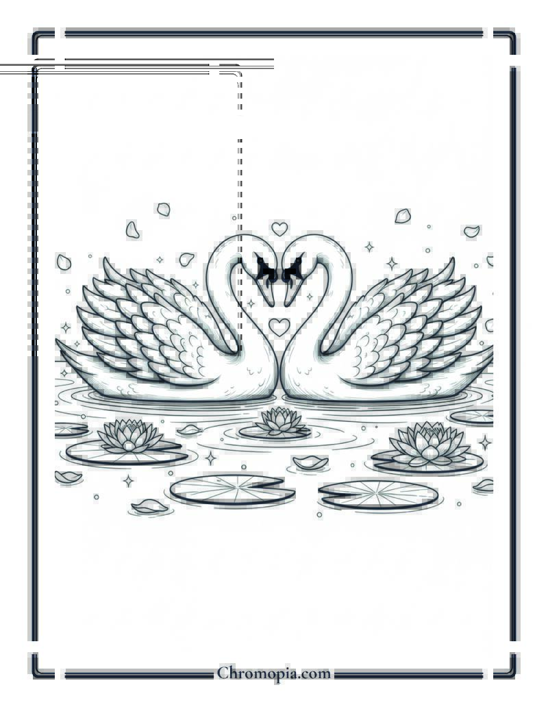 Swan Lake Romance Coloring Sheet