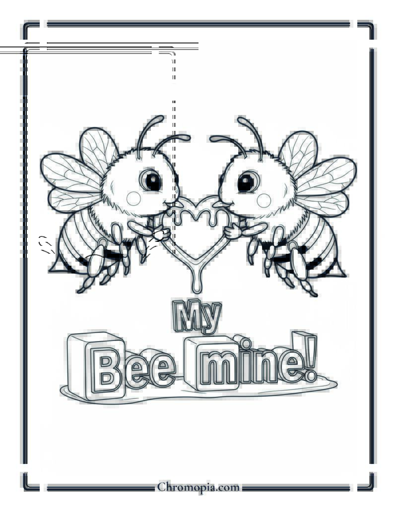 Bee My Snackentine Coloring Sheet