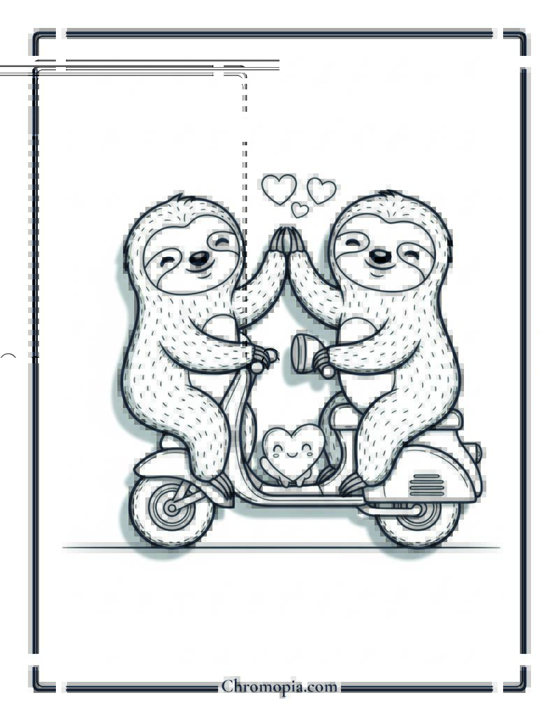 Sloth Speed Dating Coloring Page