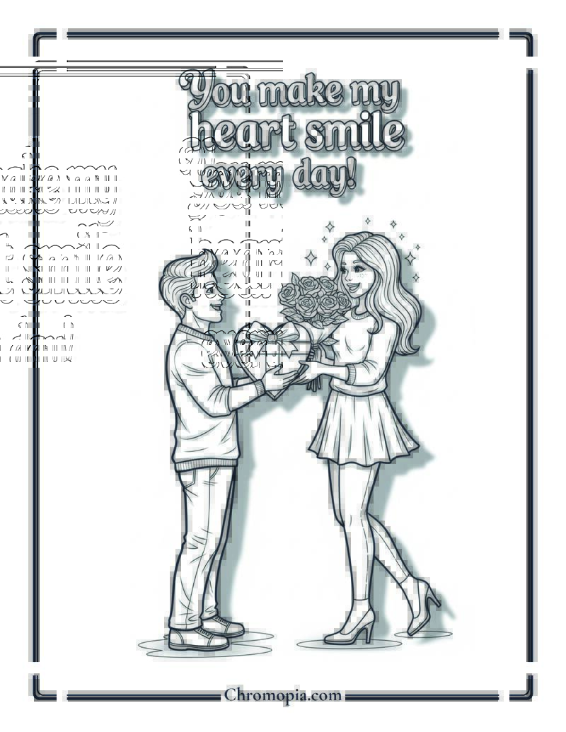Valentine’s Day Girlfriend Coloring Page