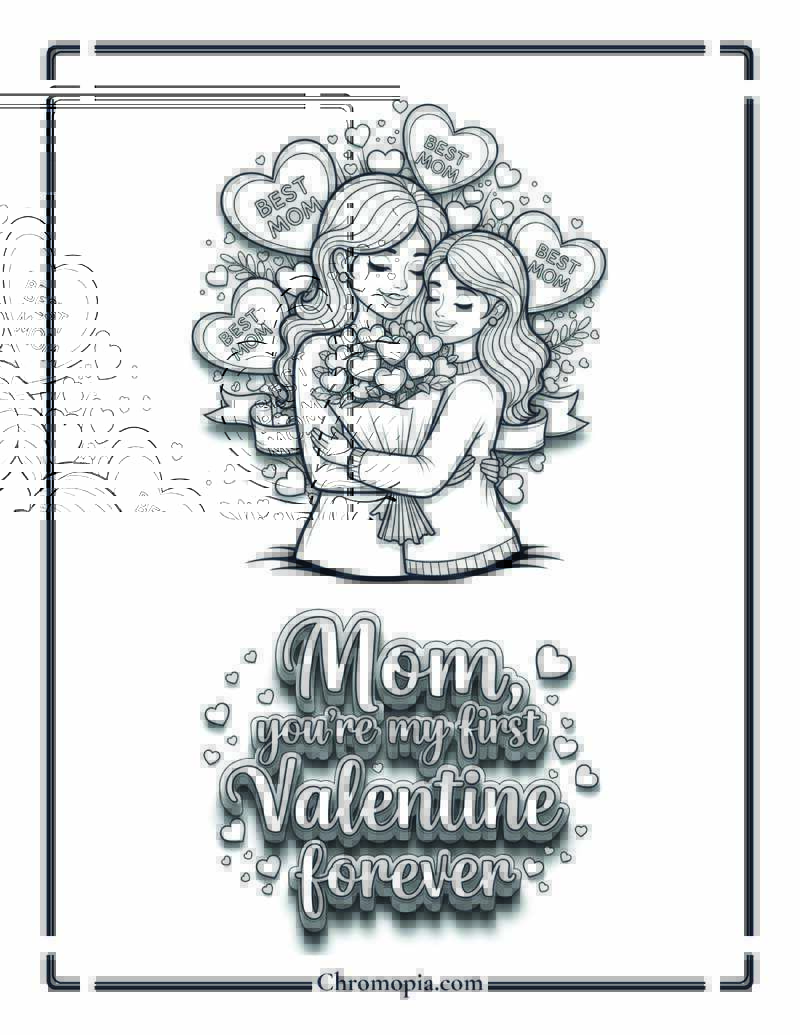 Valentine’s Day Mom Coloring Page