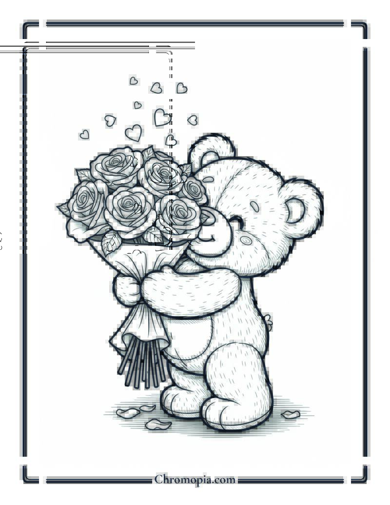 Rose Bouquet Hug Coloring Page