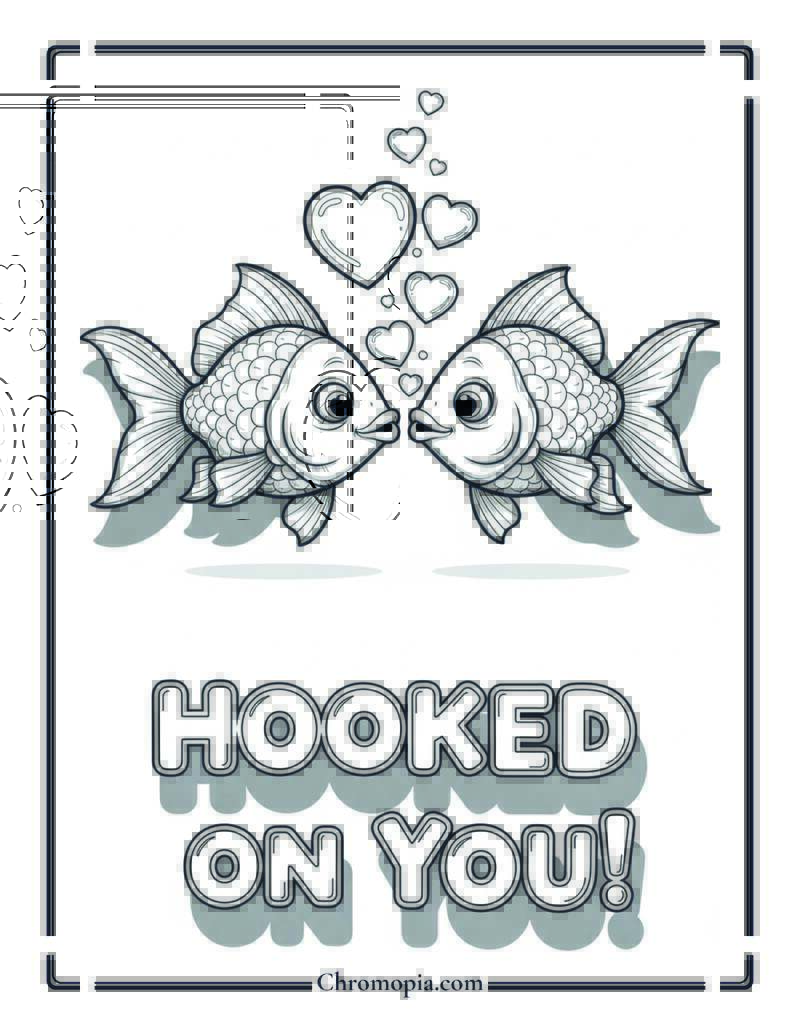 Silly Fishy Hearts Coloring Coloring Page