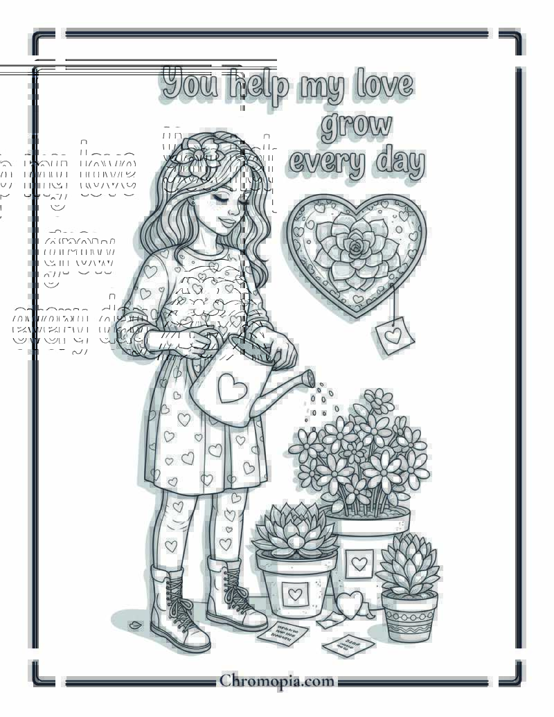 Plant Mom Girlfriend Valentine’s Day Coloring Sheet