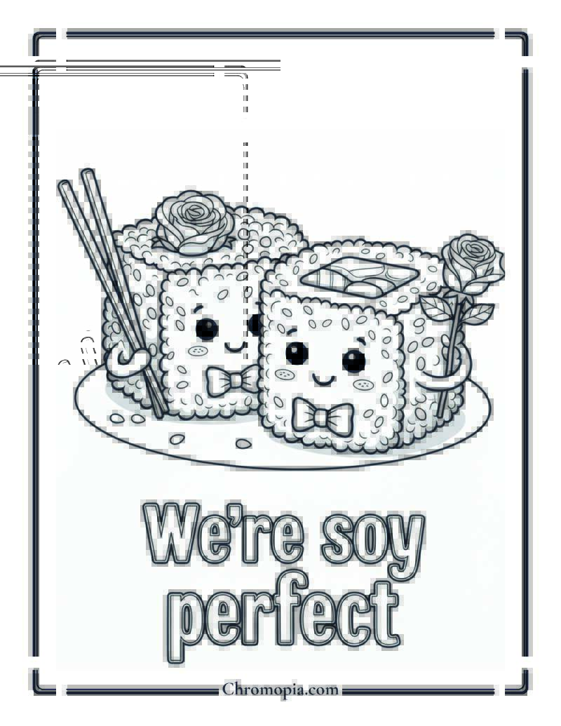 Sassy Sushi Sweethearts Coloring Page