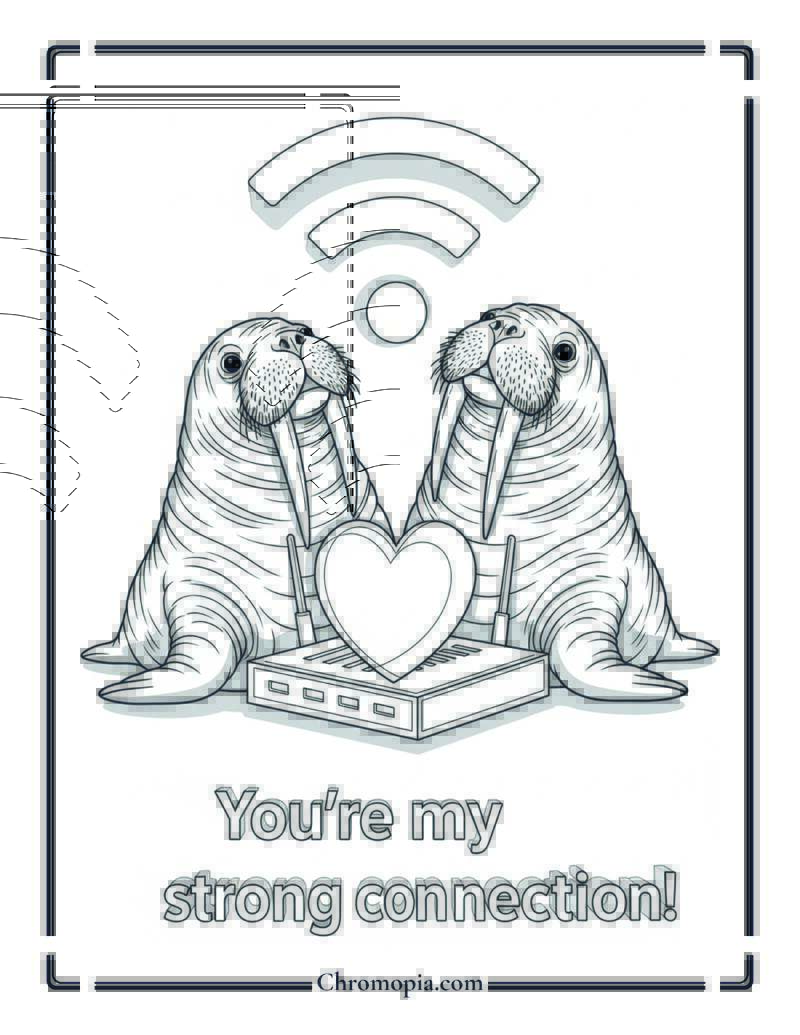 Wi-Fi Walrus Duo Coloring Page