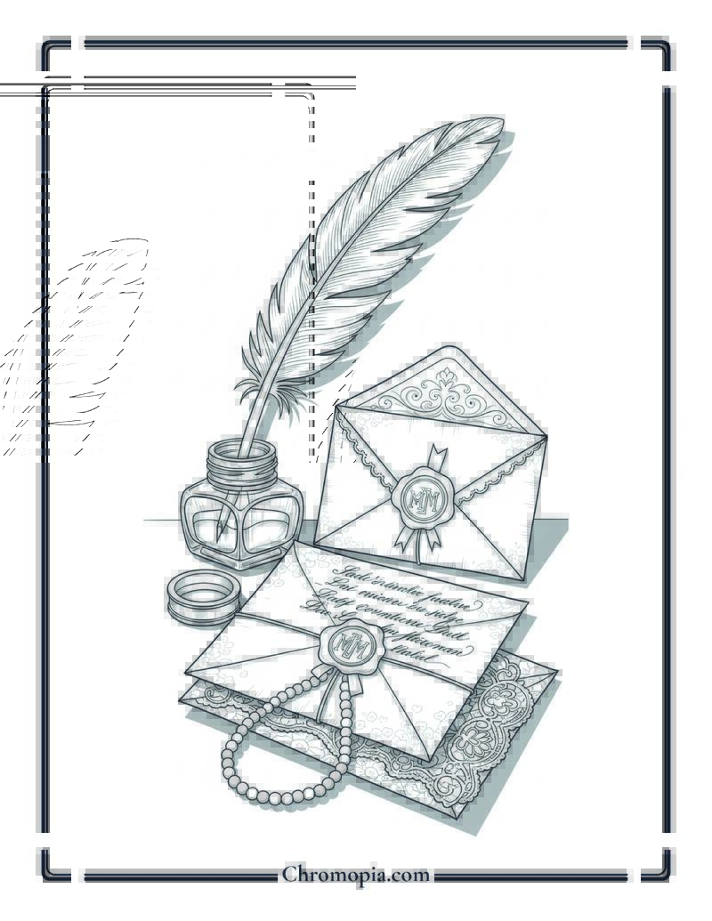 Victorian Love Letter Valentine’s Day Coloring Page