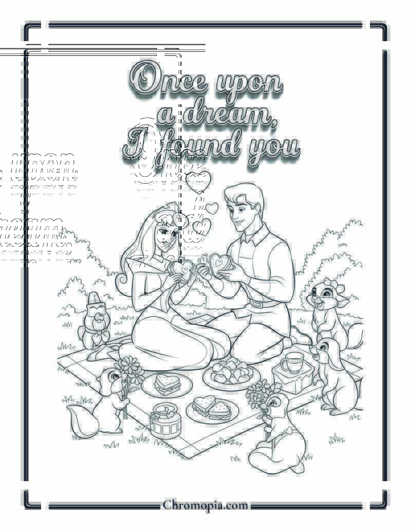 Disney Princess Aurora Valentine’s Day Coloring Page
