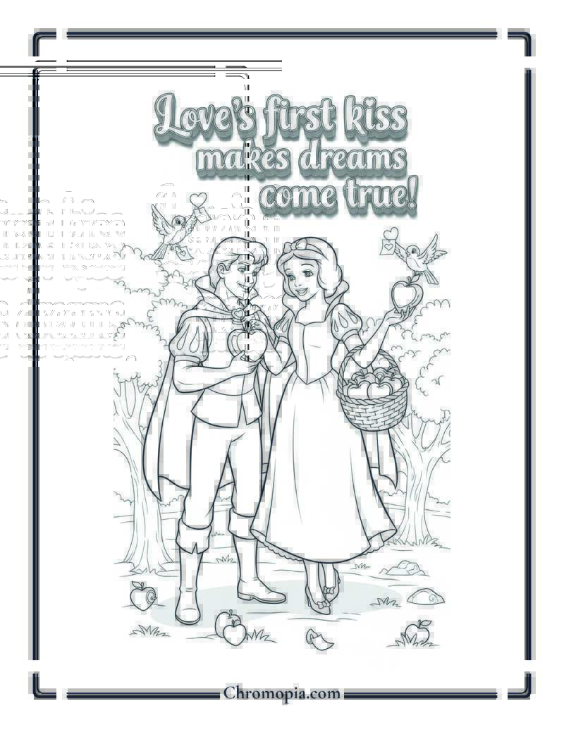 Disney Princess Snow White Valentine’s Day Coloring Sheet