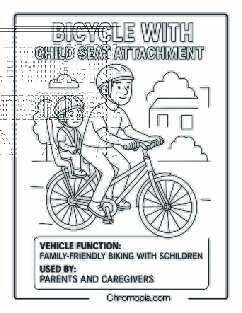 Bicycle with Child Seat Attachment – Bicycle Coloring Page