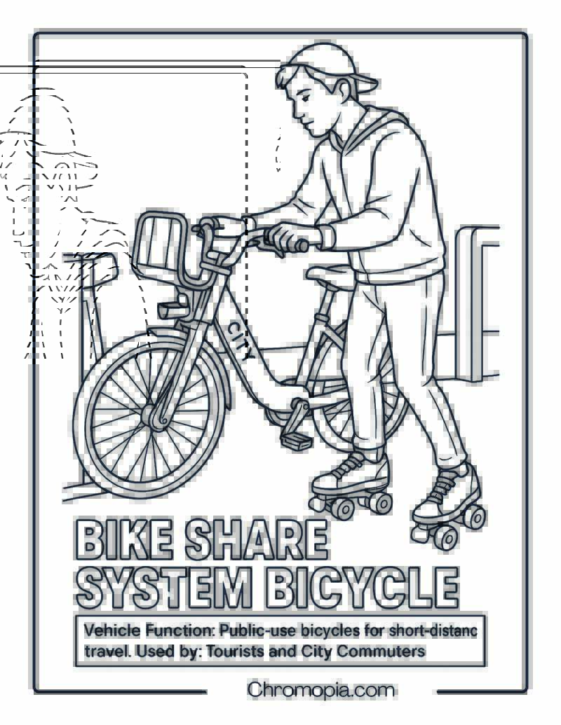 Bike Share System Bicycle – Bicycle Coloring Page