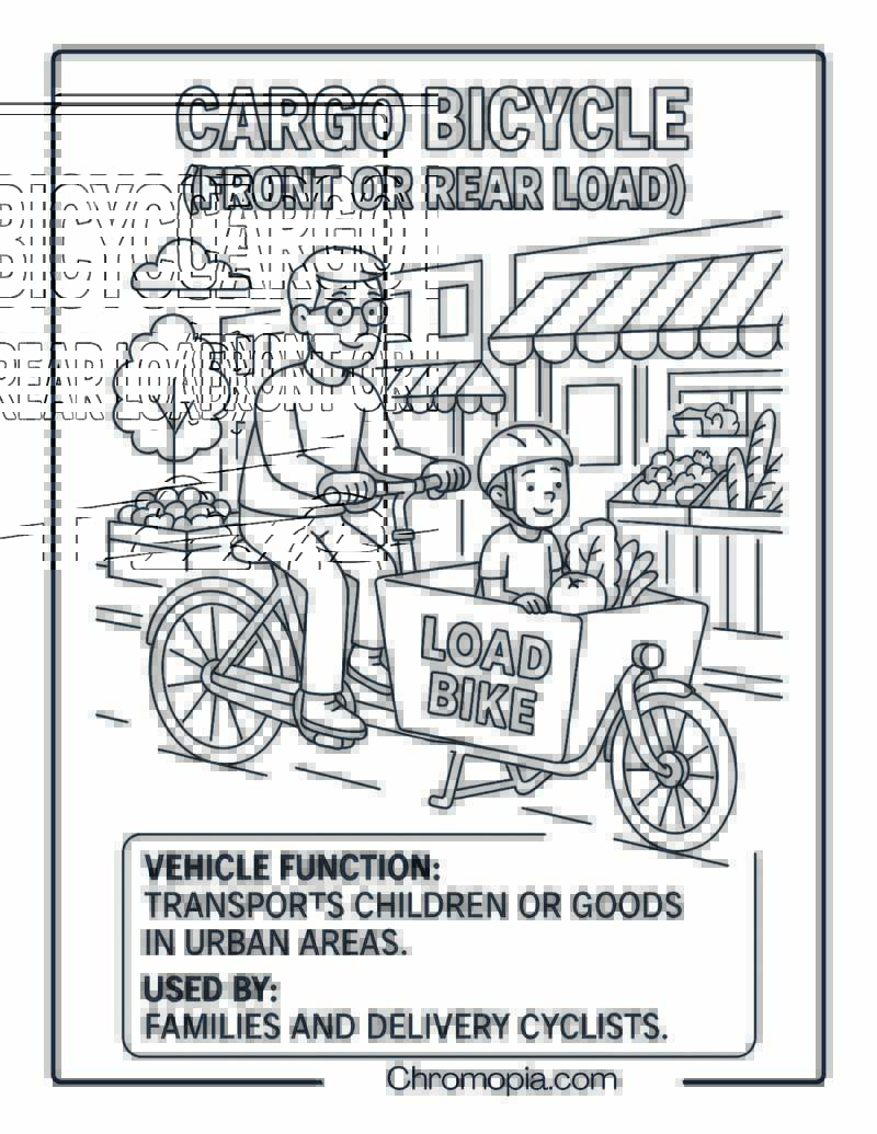Cargo Bicycle (Front or Rear Load) – Bicycle Coloring Page