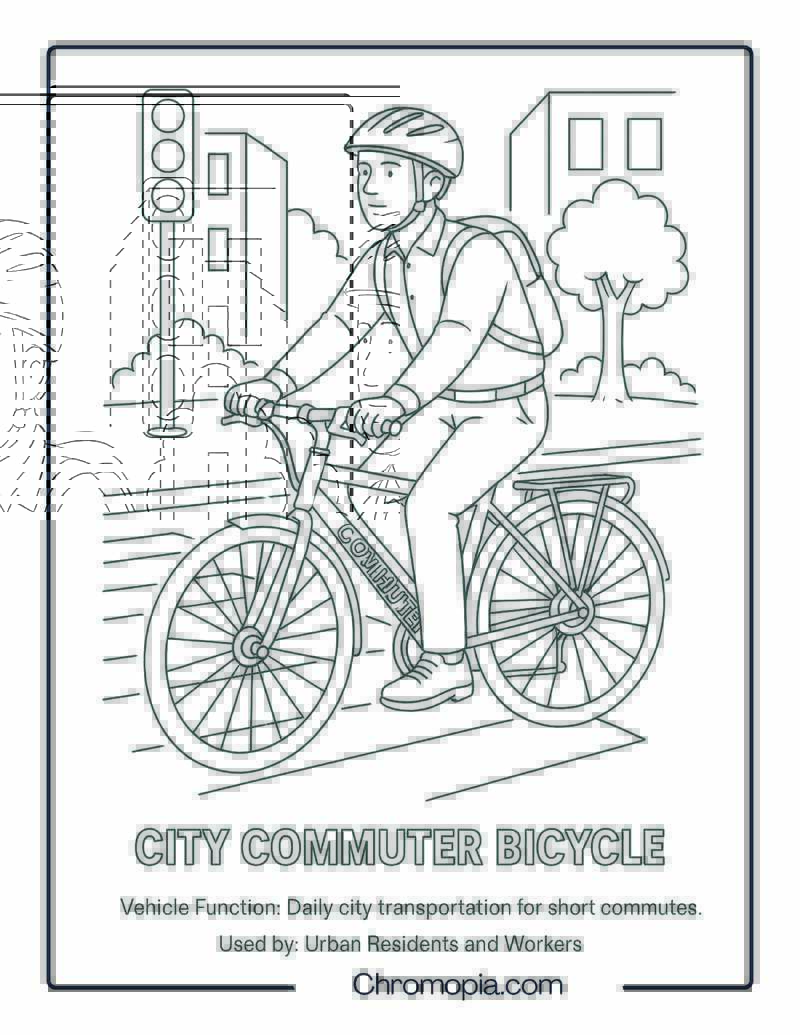 City Commuter Bicycle – Bicycle Coloring Page