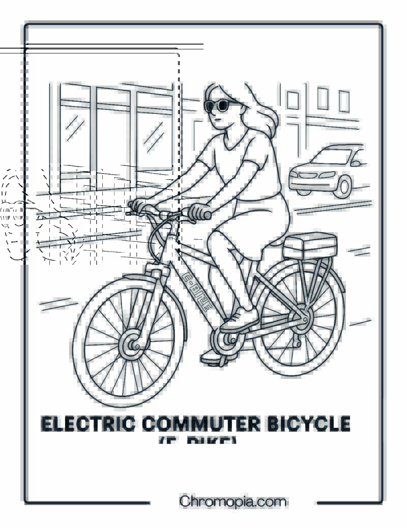 Electric Commuter Bicycle (E-Bike) – Bicycle Coloring Page