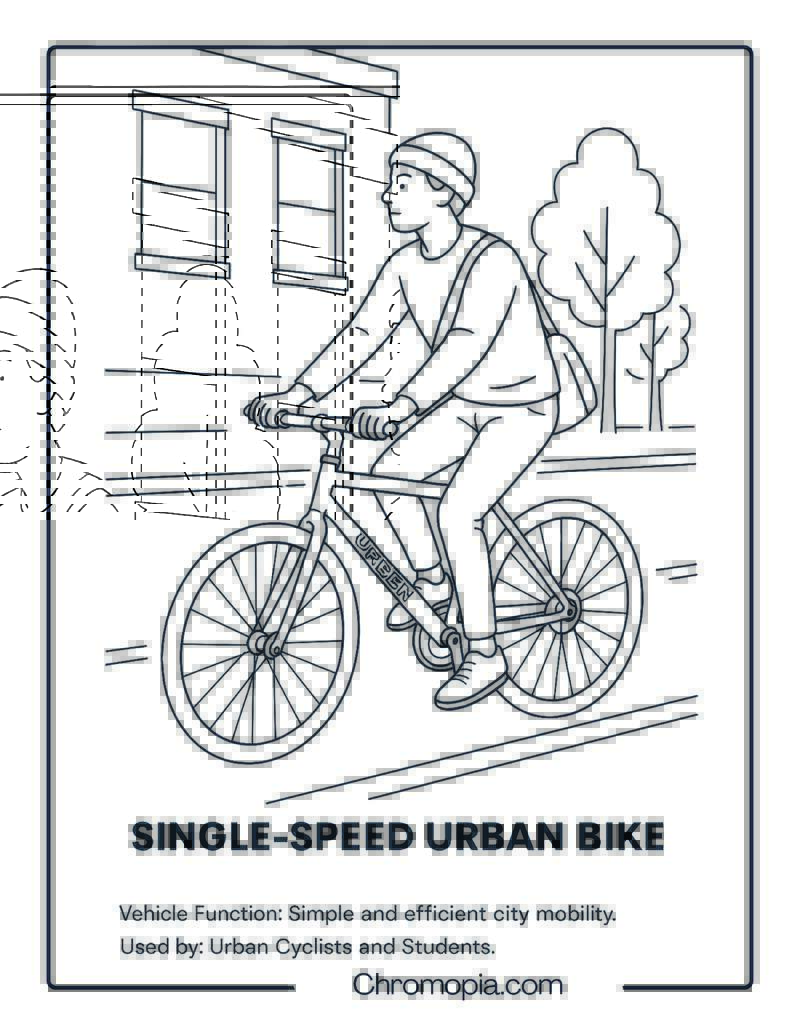 Single-Speed Urban Bike – Bicycle Coloring Page