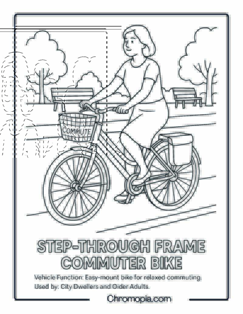 Step-Through Frame Commuter Bike – Bicycle Coloring Page