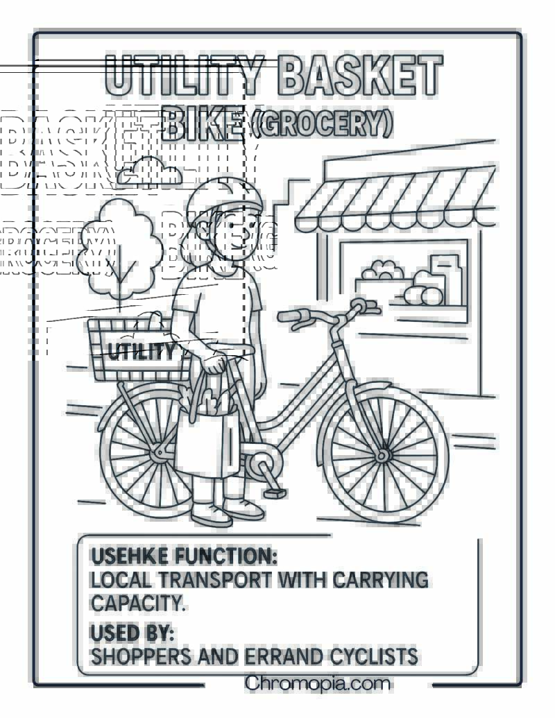Utility Basket Bike (Grocery Trips) – Bicycle Coloring Page