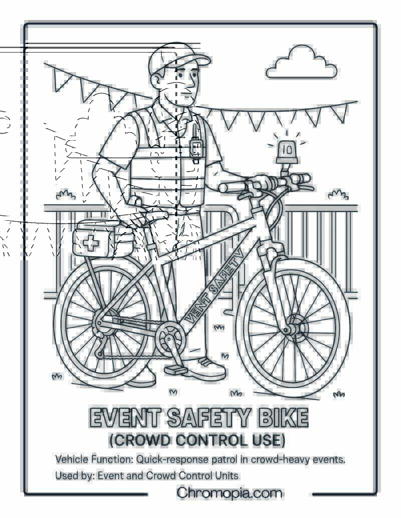 Event Safety Bike (Crowd Control Use) – Bicycle Coloring Page
