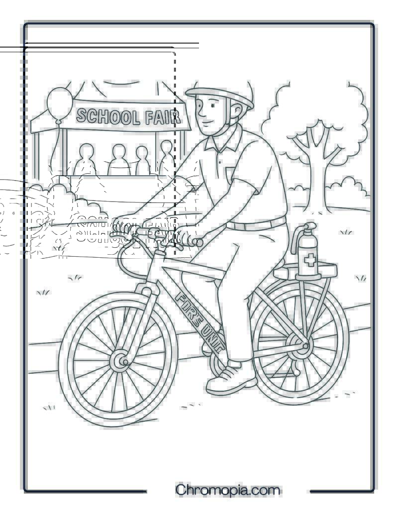 Fire Department Bicycle Unit (Public Events) – Bicycle Coloring Page