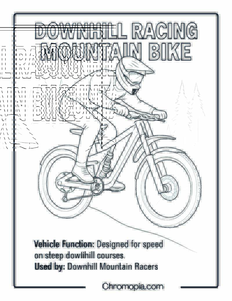 Downhill Racing Mountain Bike – Bicycle Coloring Page