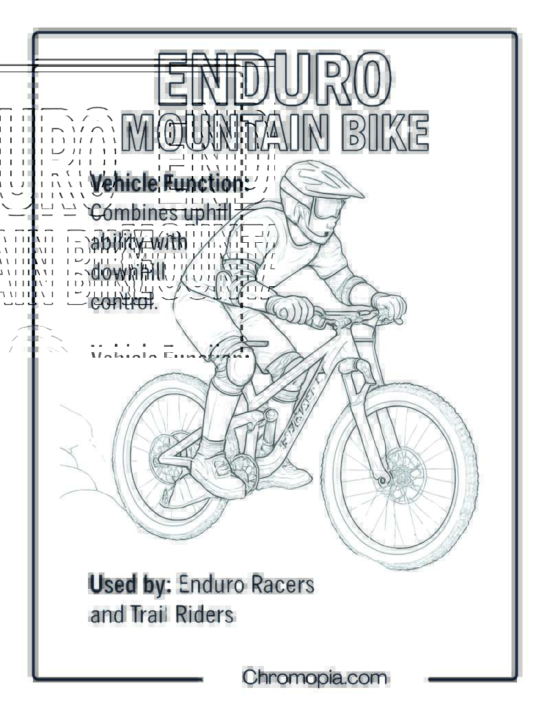 Enduro Mountain Bike – Bicycle Coloring Page