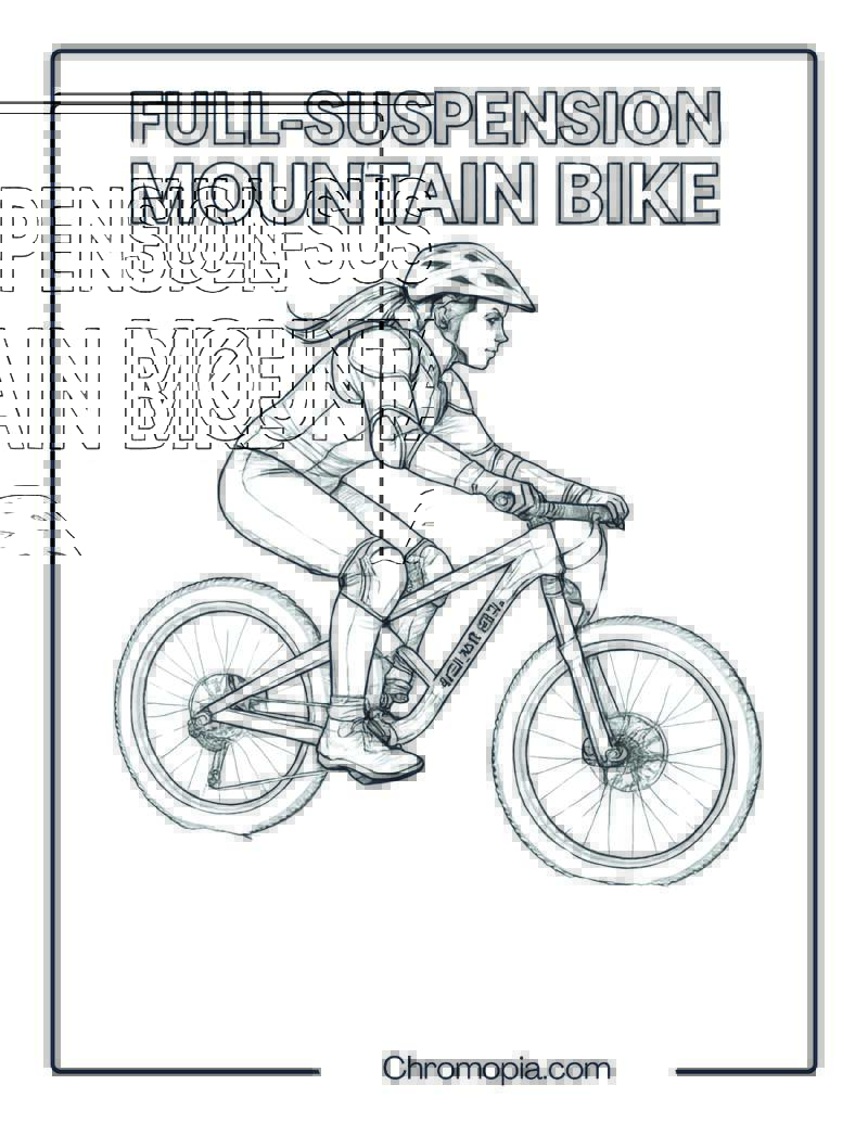 Full-Suspension Mountain Bike – Bicycle Coloring Page