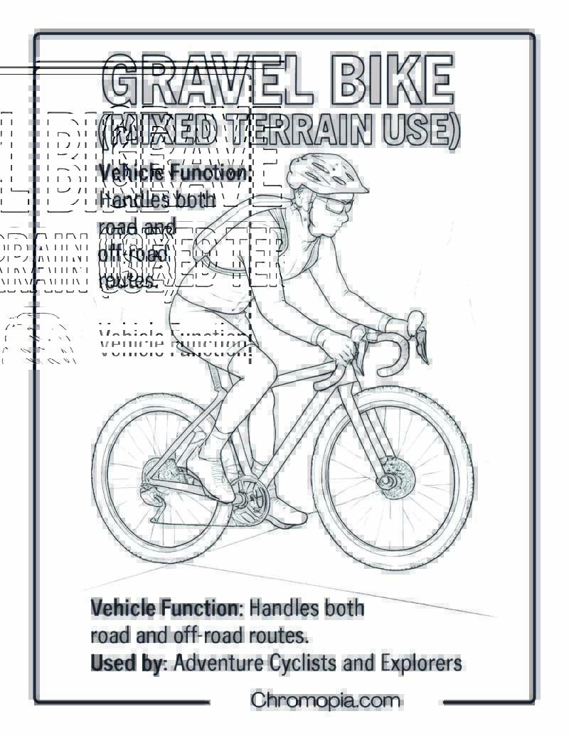 Gravel Bike (Mixed Terrain Use) – Bicycle Coloring Page