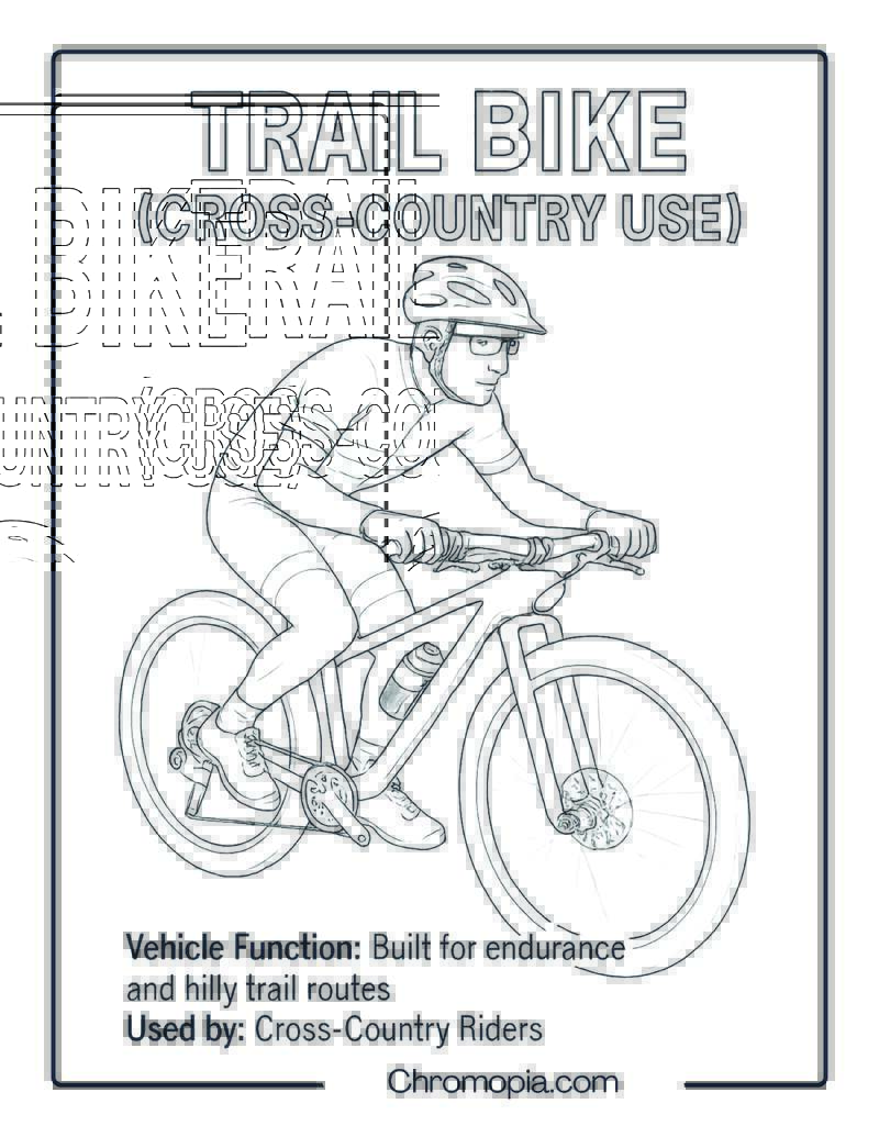 Trail Bike (Cross-Country Use) – Bicycle Coloring Page