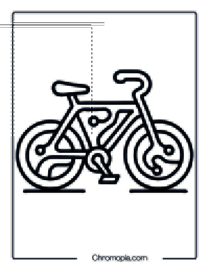 Glow-in-the-Dark Inspired Frame Design – Bicycle Coloring Page