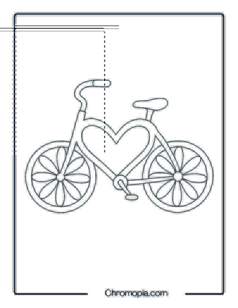Heart-Shaped Frame Bicycle – Bicycle Coloring Page