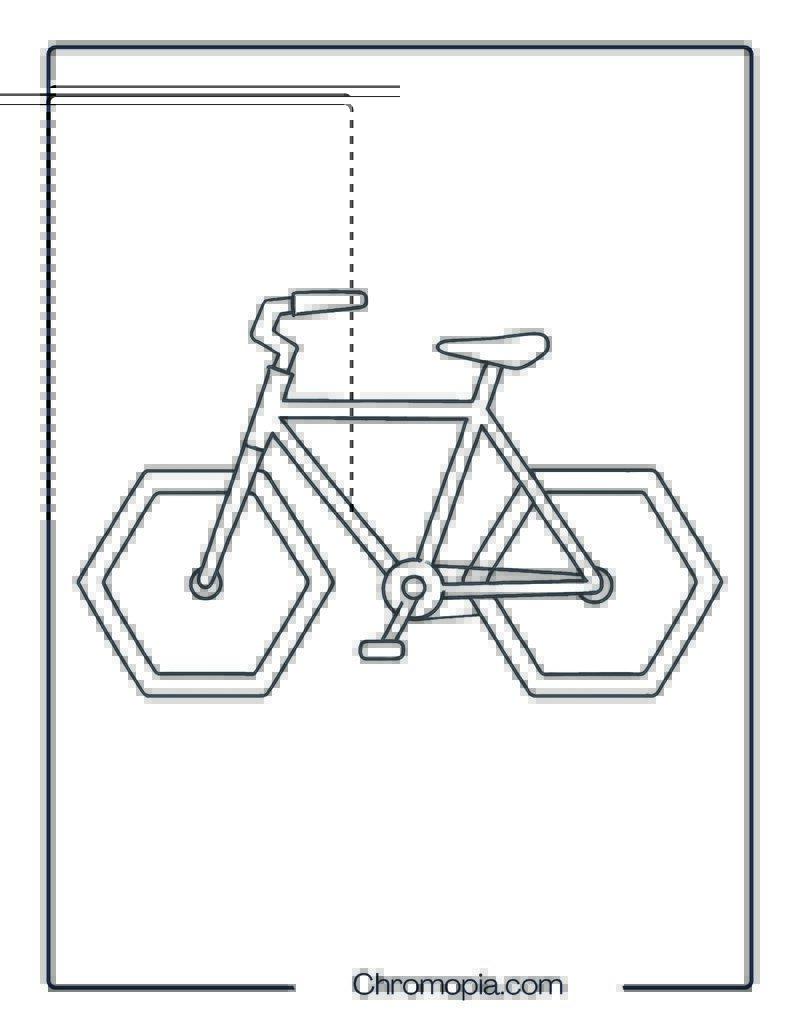 Hexagonal Wheel Bike – Bicycle Coloring Page