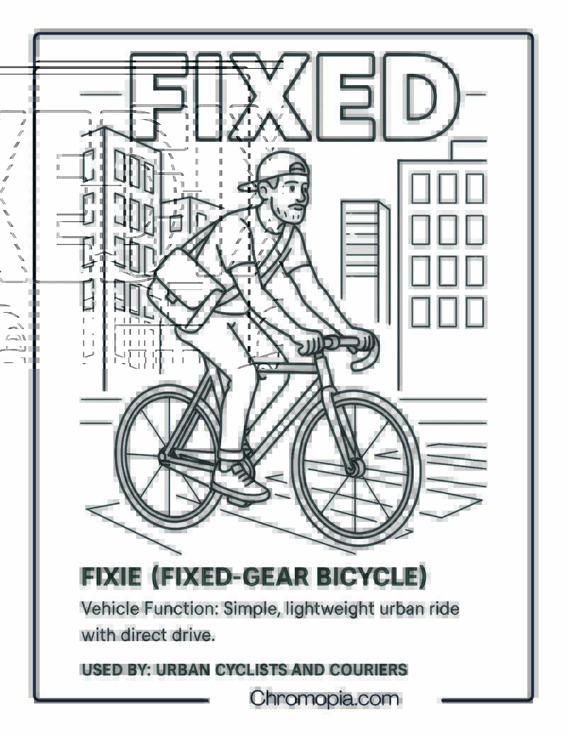 Fixie (Fixed-Gear Bicycle) – Bicycle Coloring Page