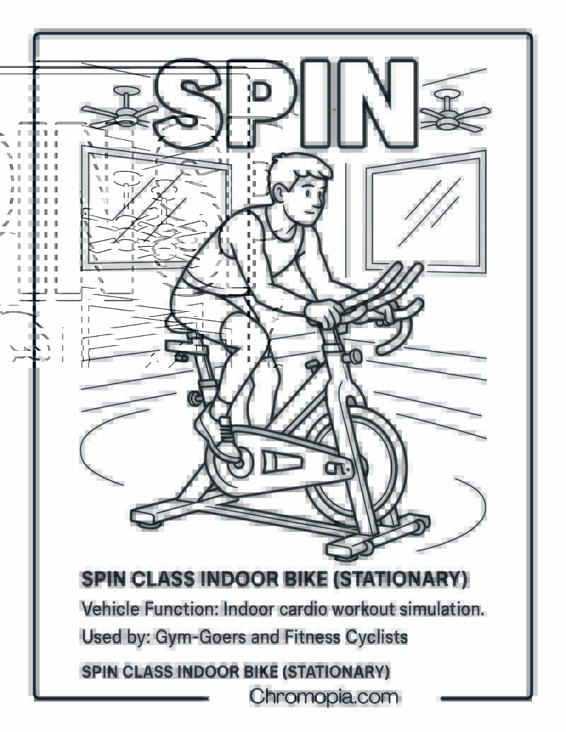 Spin Class Indoor Bike (Stationary) – Bicycle Coloring Page