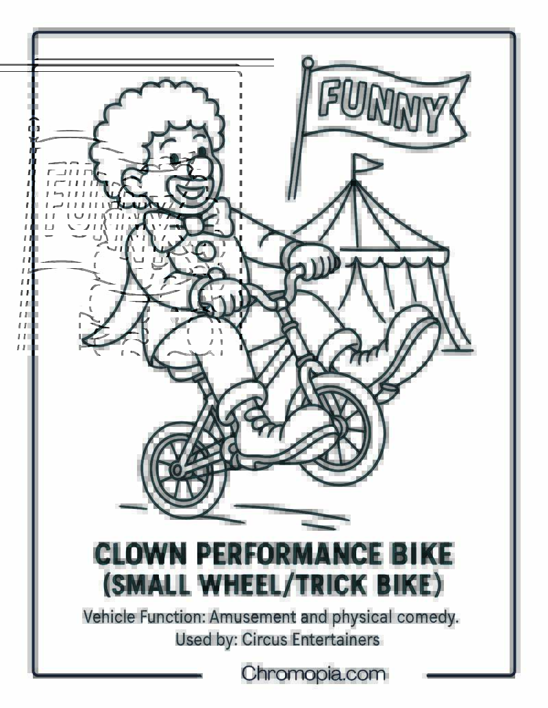Clown Performance Bike (Small WheelTrick Bike) – Bicycle Coloring Page