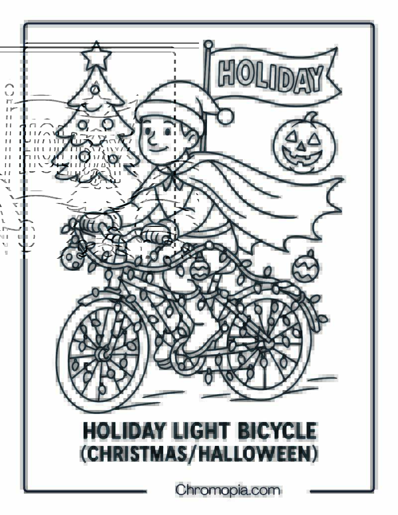 Holiday Light Bicycle (ChristmasHalloween) – Bicycle Coloring Page