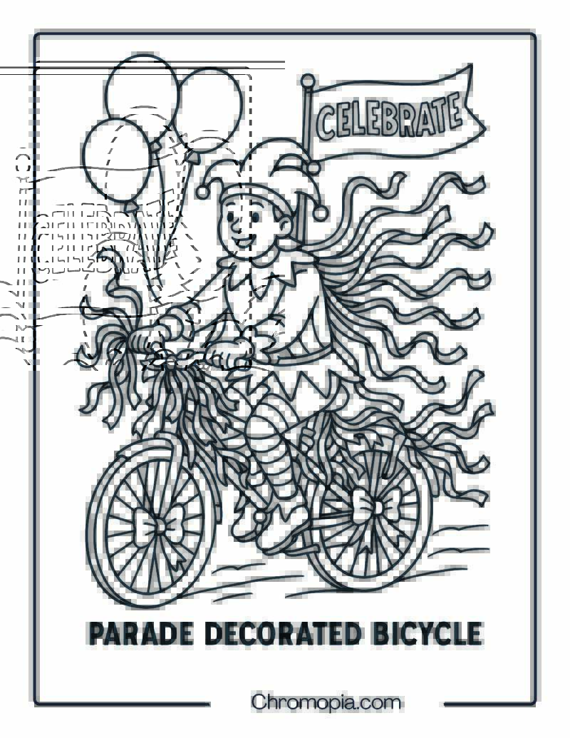 Parade Decorated Bicycle – Bicycle Coloring Page