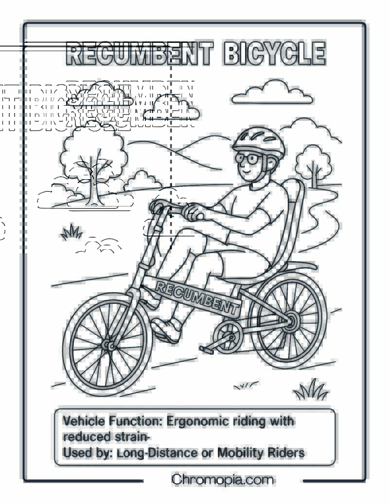 Recumbent Bicycle – Bicycle Coloring Page