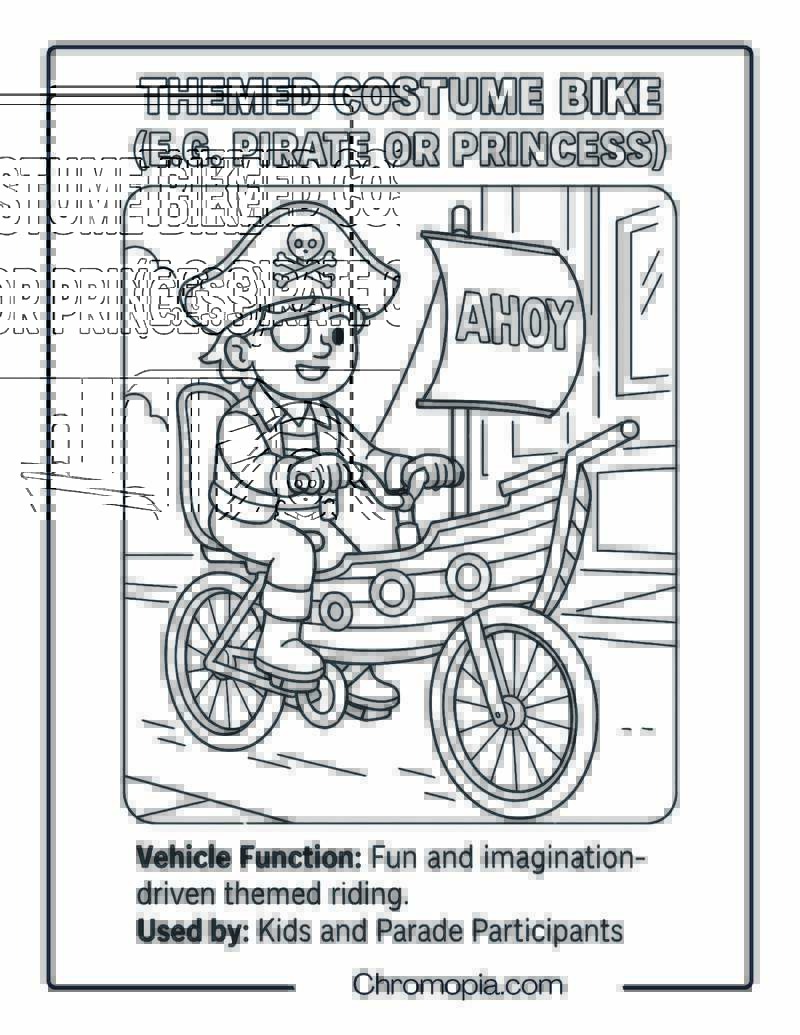 Themed Costume Bike (e.g. Pirate or Princess) – Bicycle Coloring Page