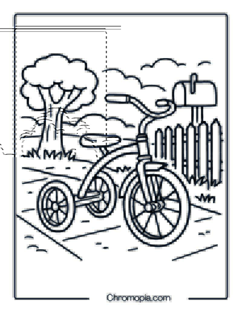 Retro Metal Tricycle on Sidewalk – Tricycle Coloring Page