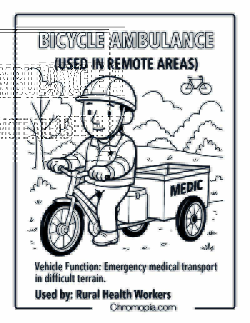 Bicycle Ambulance (Used in Remote Areas) – Bicycle Coloring Page