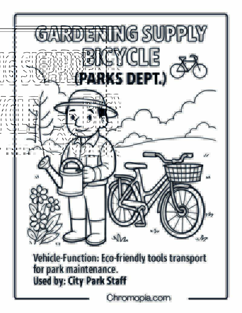 Gardening Supply Bicycle (Parks Dept.) – Bicycle Coloring Page
