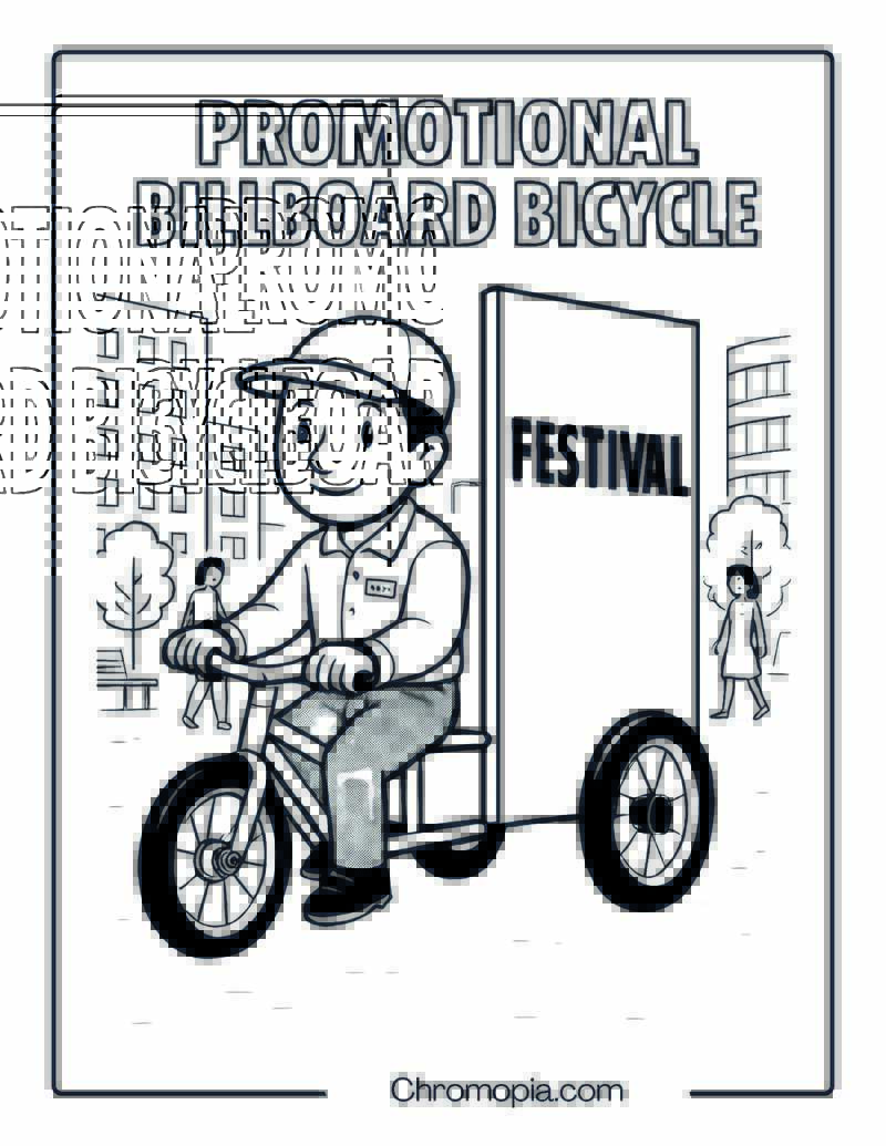 Promotional Billboard Bicycle – Bicycle Coloring Page