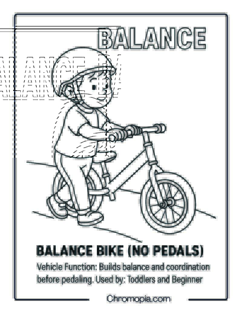 Balance Bike (No Pedals) – Bicycle Coloring Page