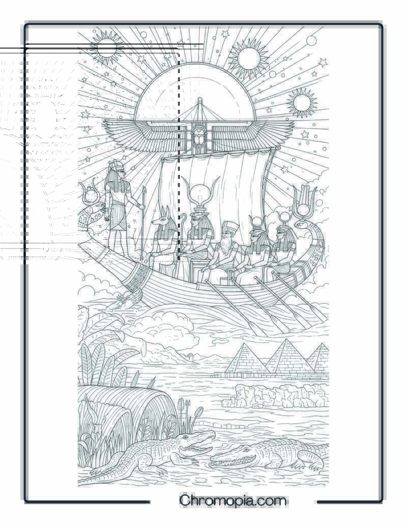 Mythological Boat Coloring Page – Ra_s Solar Barge